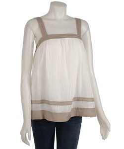 To The Max Beige Pleated Strap Cami Top