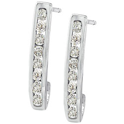 10k White Gold 1/2ct TDW Diamond J Hoop Earrings ( J-K,I2-I3 )