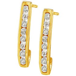 10k Yellow Gold 1/2ct TDW Diamond J Hoop Earrings ( J-K, I2-I3 )