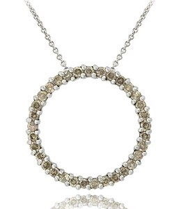 Sterling Silver 1ct TDW Champagne Diamond Circle Necklace