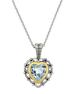 Sterling Silver Blue Topaz Heart Necklace