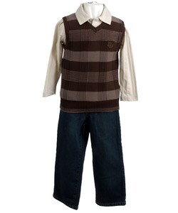 Kenneth Cole Boy's Tan and Brown Sweater Vest Set