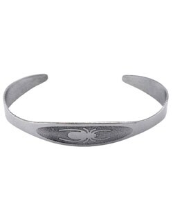 Steel Bangle Bracelet with Etched Spider Design (Case of 3)