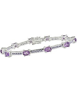 Amethyst and Tanzanite Silver Bracelet