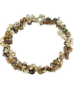 Cultured Brown & Gold Keshi Pearl Necklace (9-10mm)