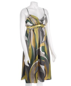Sheri Martin Women's Shantung Printed Babydoll Dress