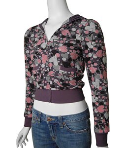 L8ter Women's Heart Pattern Zipper Front Hoodie