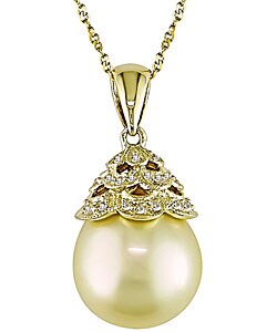 14k Gold Yellow Cultured South Sea Pearl Necklace
