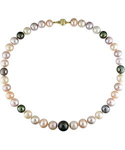 14k Gold South Sea and Tahitian Pearl Necklace (10-11mm)