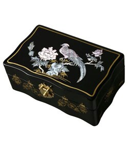 Mother of Pearl Inlay Phoenix & Peony Lacquer Jewelry Box