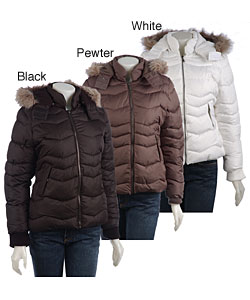 Jou Jou Zip-off Faux Fur Trim Quilted Jacket