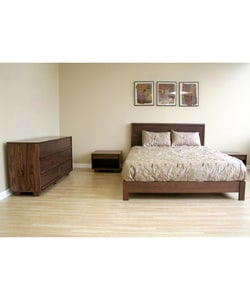 Canute Walnut Queen-size 4-piece Bedroom Set : Furniture from Overstock.com :  bedroom furniture bedroom set mid century modern dresser