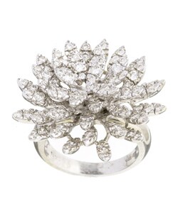 14k White Gold and 3 5/8ct TDW Diamonds Flower Ring