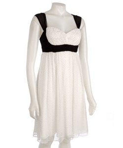 Donna Ricco Sleeveless Empire Dot Dress