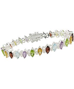 Sterling Silver 14.72ct TGW Multi Gemstone Bracelet
