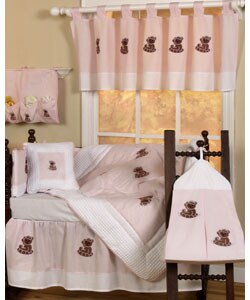 Egyptian Cotton 9-piece Pink Bear Crib Set