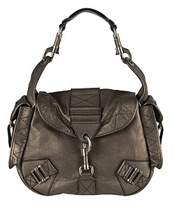 Christian Dior Silver Leather Handbag with Outer Pockets