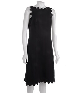 O Oscar by Oscar De La Renta Scalloped-edge Black Dress