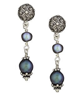 Charming Life Sterling Silver Grey Freshwater Pearl Drop Earrings