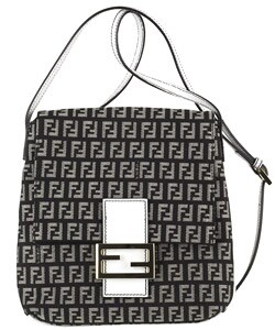 Fendi Black/ White Zucchino Shoulder Bag