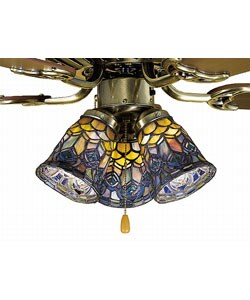 Feather Peacock Tiffany-style Ceiling Fan