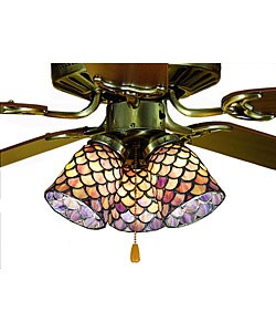Burgundy Tiffany-style Ceiling Fan