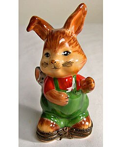 Limoges Hand-painted Rabbit and Mouse Keepsake Box