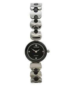 Croton Woman's Steel and Ceramic Black Dial Watch