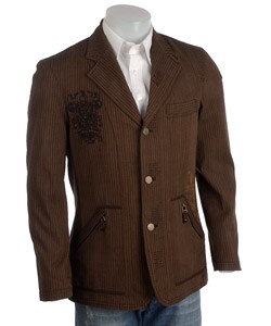 Black Rivet Men's Embroidered Twill Blazer