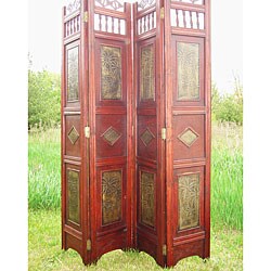 Folding Room Divider with Palm Tree Design