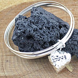 Handcrafted 5-layer Hammered Heart Bangle (Mexico)