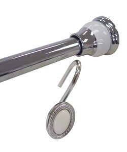 Finial Chrome Shower Rod and Hook Set