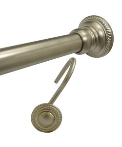 Finial Satin Nickel Shower Rod and Hook Set