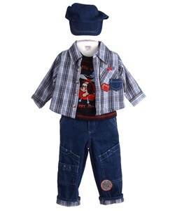 Rumble Tumble Infant Boy's Denim/ Flannel Pants Set