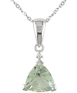 10k White Gold Trilliant Green Amethyst Necklace