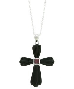 Chateau D'Argent Onyx and Ruby Cross Necklace
