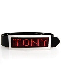Silverplated Unisex Red LED Digital Buckle