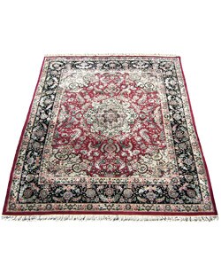 Sino Tabriz Hand-knotted Red/ Black Rug (8 x 10)