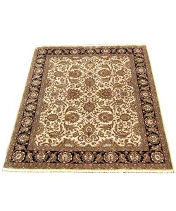 Indo Tabriz Hand-knotted Ivory Rug (8' x 10')