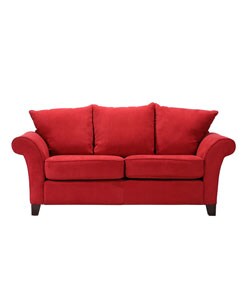 Provence Crimson Red Microfiber Flared-arm Sofa