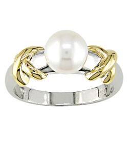 10k Two-tone Gold Akoya Pearl Ring