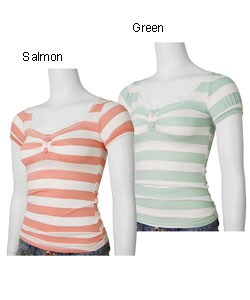 Finesse Stripe Cap Sleeves Scoop Neck Top