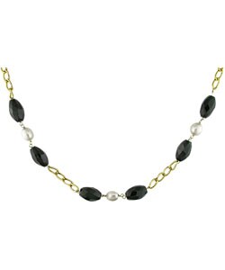 Goldplated Agate and Freshwater Pearl Necklace