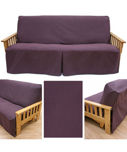 Full Skirted Twill Plum Futon Slipcover