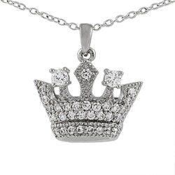 Sterling Silver CZ Crown Pendant
