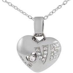 Sterling Silver CZ Heart 'Love' Pendant