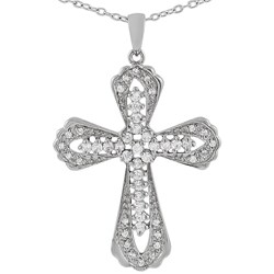 Sterling Silver CZ Cross Necklace