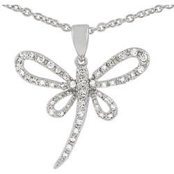 Sterling Silver Cubic Zirconia Dragonfly Necklace