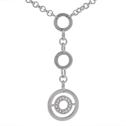Sterling Silver CZ Dangle Circles Necklace