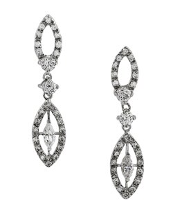 Sterling Silver CZ Double Oblong Earrings